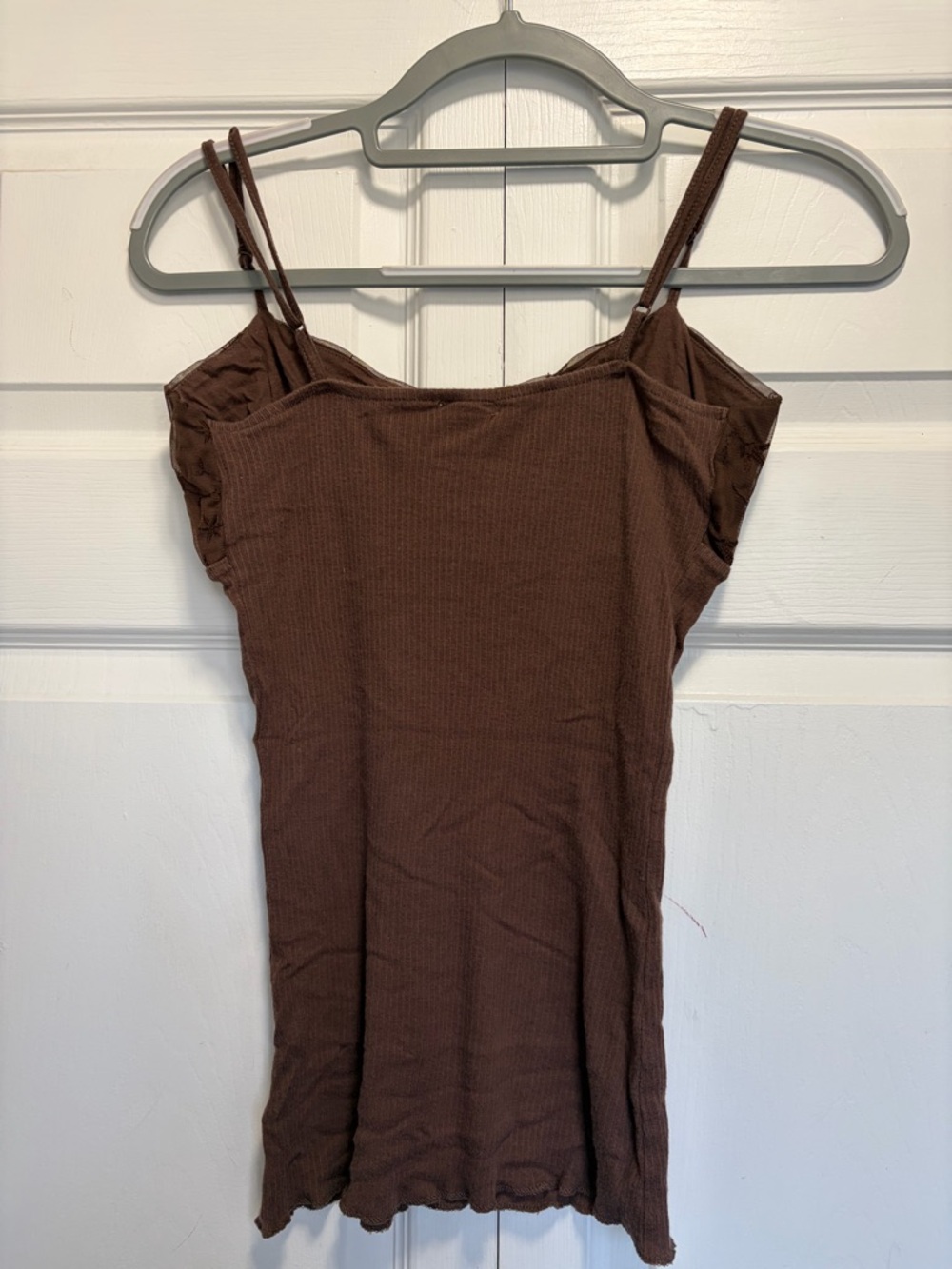 Y2K Maurices Brown Ribbed lace top Cami M - Picture 6 of 14
